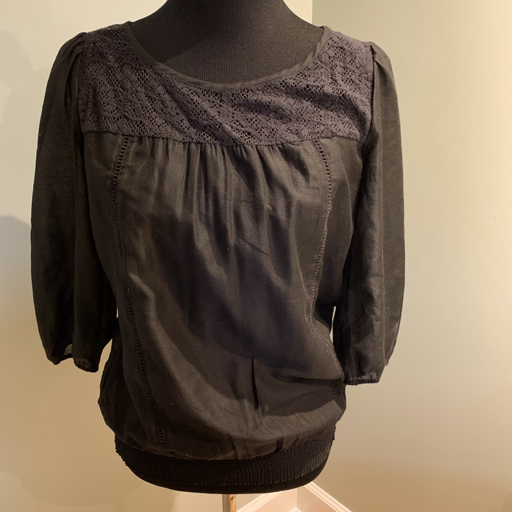 Peasant top black